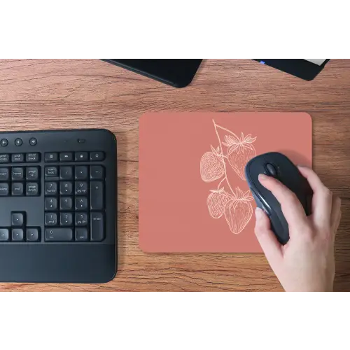 Minimalistisch - Illustratie - Aardbei - Tak muismat rubber klein -toetsenbord