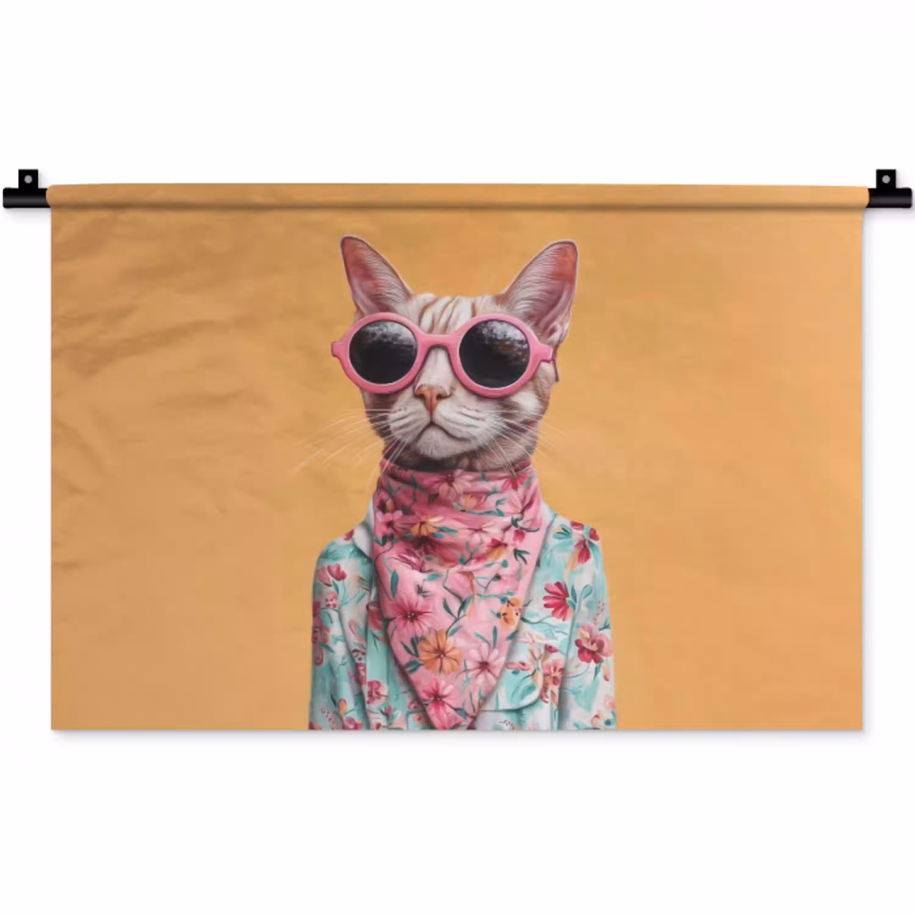 Zonnebril - Kat - Sjaal - Bloemen Wandkleed katoen klein -zz3d