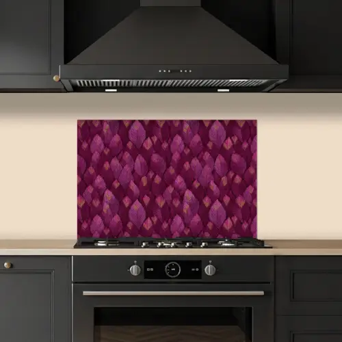 Bladeren - Patroon - Burgundy keuken achterwand spatscherm klein 900 -sfeer1