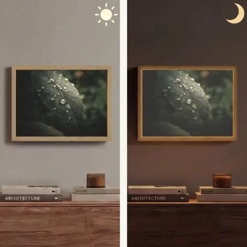 Blad - Groen - Nerven - Regendruppels Light Box met batterij (Wandlamp) middel -sfeer3