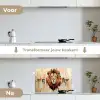 Leeuwenkop - Lijnen - Crème keuken achterwand spatscherm klein -voor_na_NL
