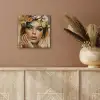Vrouw - Bloemen  - Goud - Portret aluminium wit klein -sfeer4