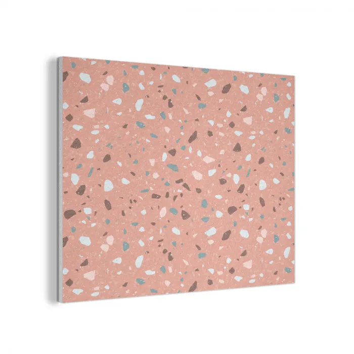 Terrazzo -  Patroon - Kleurrijk - Roze - Blauw PET vilt klein 837 -3d