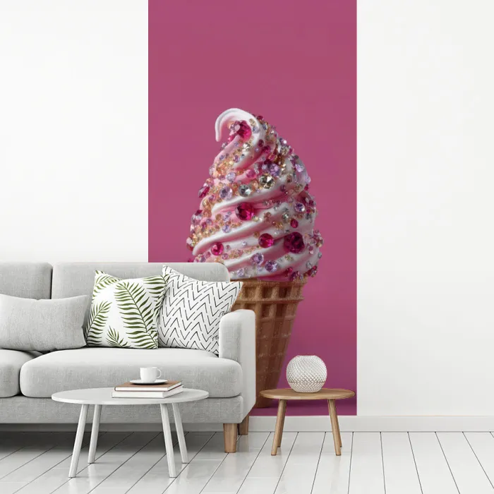 Softijs - Edelstenen - Roze - Hoorntje fotobehang vinyl groot -woonkamer