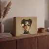 Vrouw - Beige - Bloem - Modern - Portret Light Box met batterij (Wandlamp) middel -sfeer2
