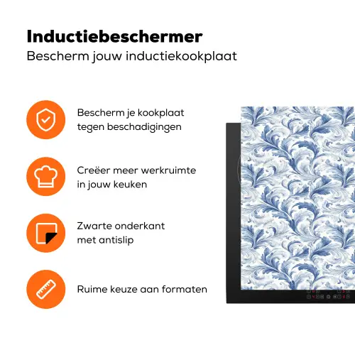 Frans - Citroen - Royaal - Bladeren - Blauw Inductie beschermer vinyl 3mm klein 276 -zzzzzzz-td-ups