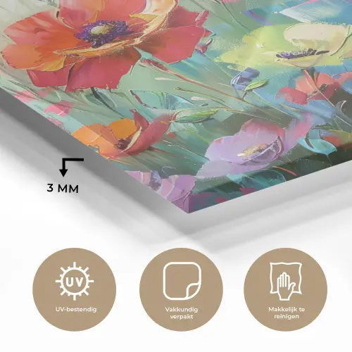 Bloemen - Kleurrijk - Waterverf - Natuur - Zomer plexiglas 5mm klein -sfeer2