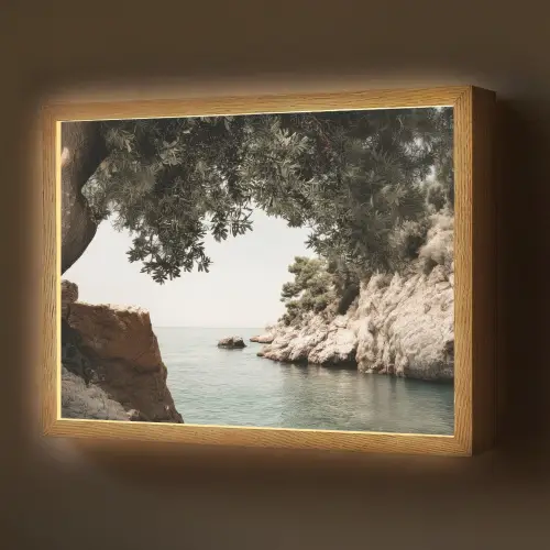 Rotsen - Zee - Boom - Groen Light Box met batterij (Wandlamp) middel -z3d_website