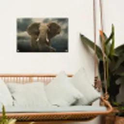 Afrikaanse olifant tegen de donkere wolken tuinposter los doek klein -sfeer7