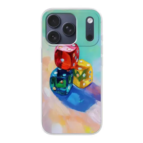Dobbelstenen - Kleurrijk - Getallen - Stipjes Telefoonhoesje iPhone 17 Pro klein -3d