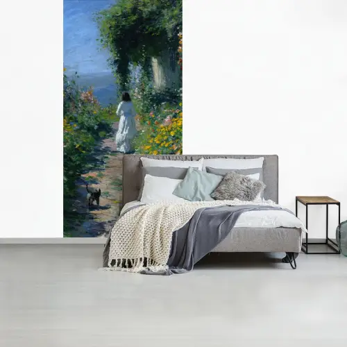 Kat - Vrouw - Bloemen - Huis fotobehang vinyl groot -slaapkamer