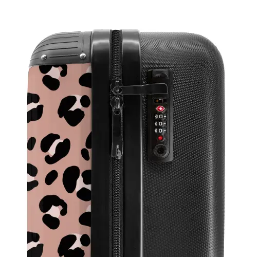 Panterprint op roze achtergrond NBS - Handbagage koffer - Volwassenen Unisex middel -slot