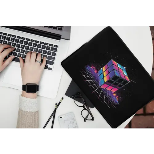 Kubus - Kleurrijk - Raster laptophoes neopreen klein -bureau