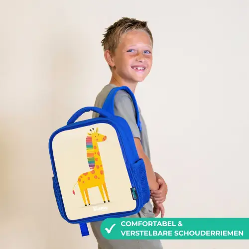Giraffe - Dier - Kleurrijk Kinderrugzak - Blauw middel -sfeer3_NL