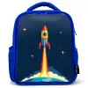 Raket - Rookwolken - Ruimte Kinderrugzak - Blauw middel -3d