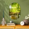 Bos - Landschap - Water - Bomen - Zon - Groen - Natuur Wandcirkel Ovaal Forex klein -sfeer2