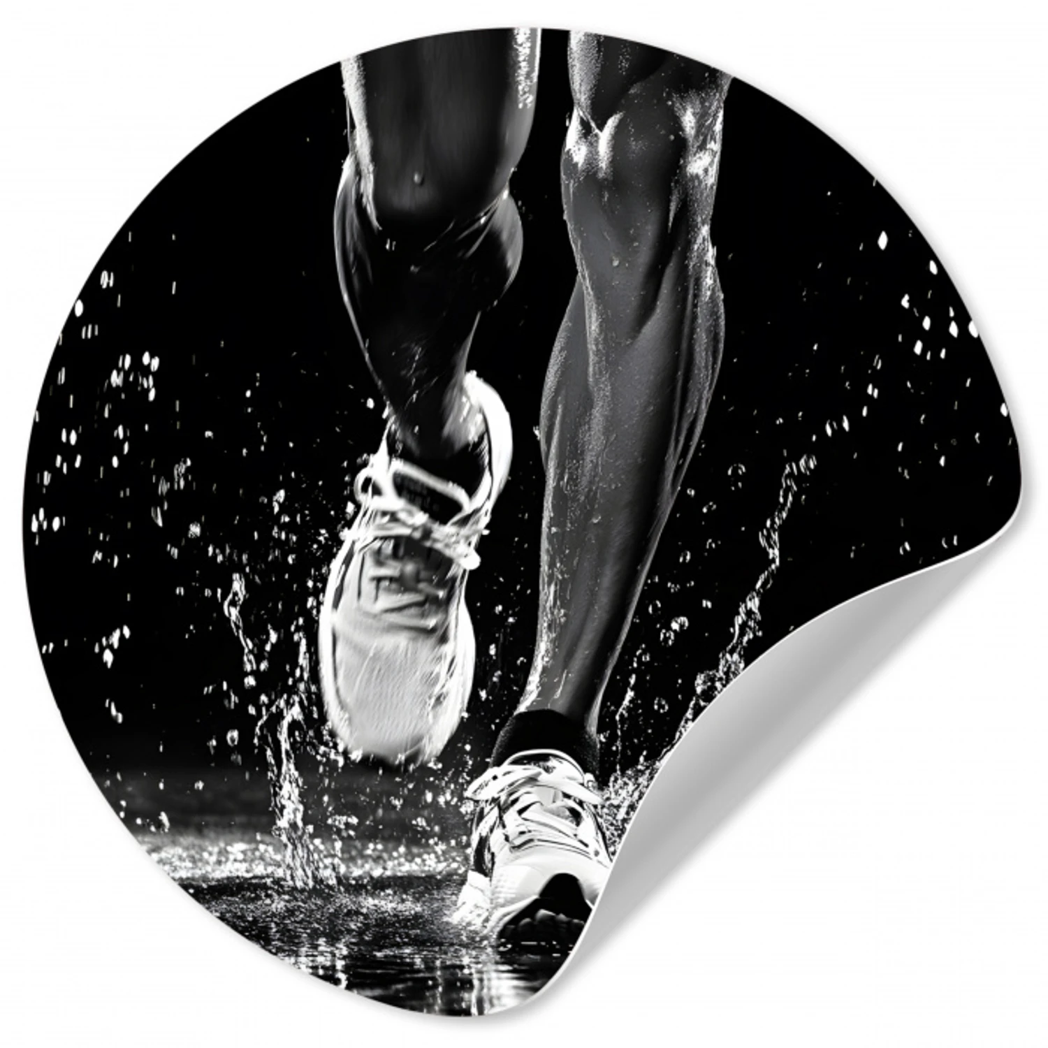Hardloopschoenen - Rennen - Druppels - Zwart Wandcirkel behangsticker klein -3d