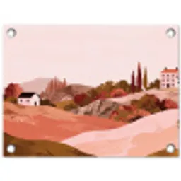 Heuvellandschap - Grafisch - Terracotta tuinposter los doek klein -3d