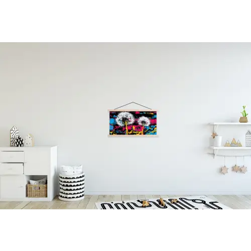 Street Art - Kleurrijk - Muur textielposter latten blank klein -kinderkamer