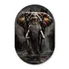 Olifant - Watercolor - Wilde dieren - Luxe Wandcirkel Ovaal Forex klein -3d