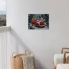 Kersttruck - Sneeuwbos - Rood tuinposter los doek klein -sfeer8