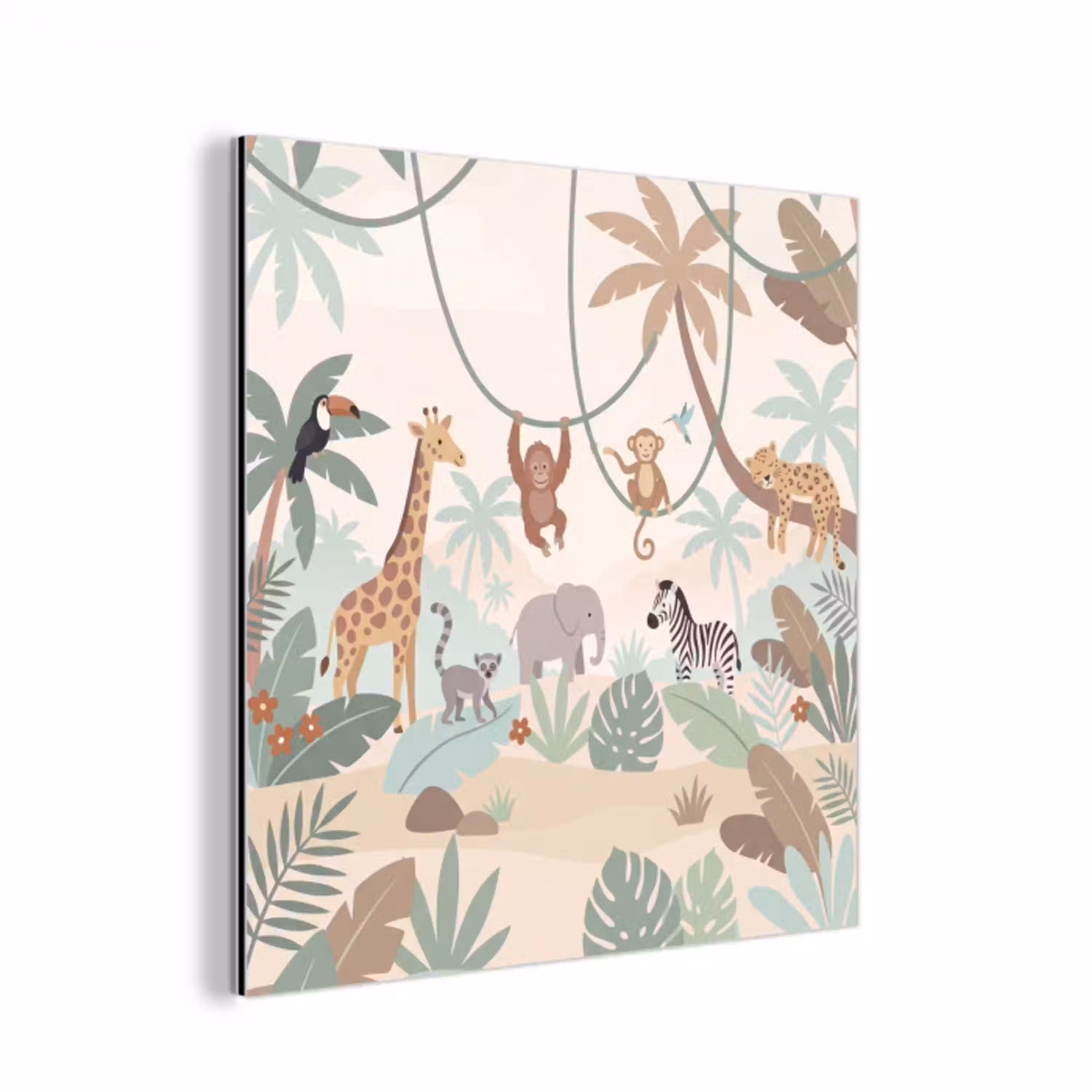 Jungle - Dieren - Groen aluminium wit klein -3d