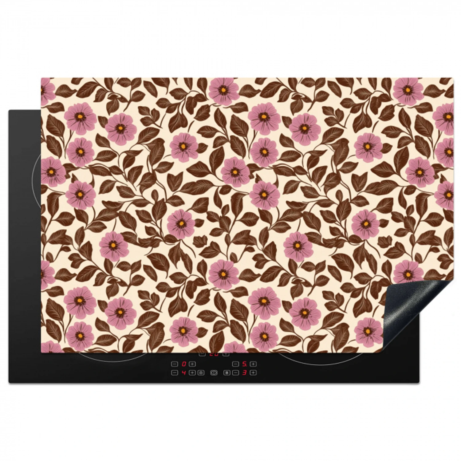 Bloemen - Bladeren - Kleurrijk Inductie beschermer vinyl 3mm klein 276 -3d