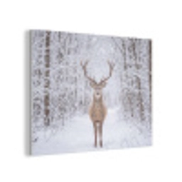 Hert - Winter - Bos - Natuur - Wit PET vilt klein -3d