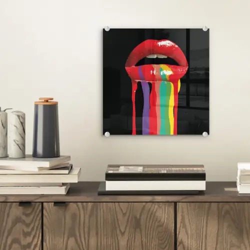 Lippen - Kleuren - Zwart plexiglas 5mm klein -sfeer1