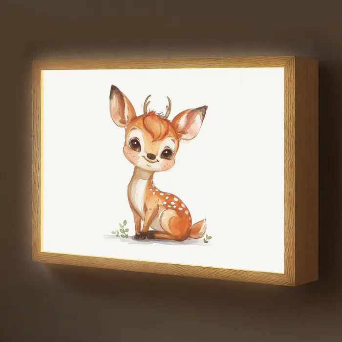 Hert - Baby - Dieren Light Box met batterij (Wandlamp kind) middel -z3d_website