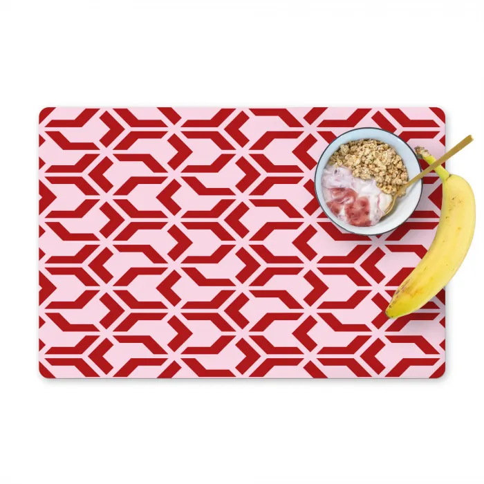 Roze - Rood - Geometrisch - Patroon Placemat vinyl groot 368 -zzzproduct_Kitchenyeah-website