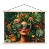 Vrouw - Panterprint - Jungle - Natuur - Luxe textielposter latten blank klein -3d