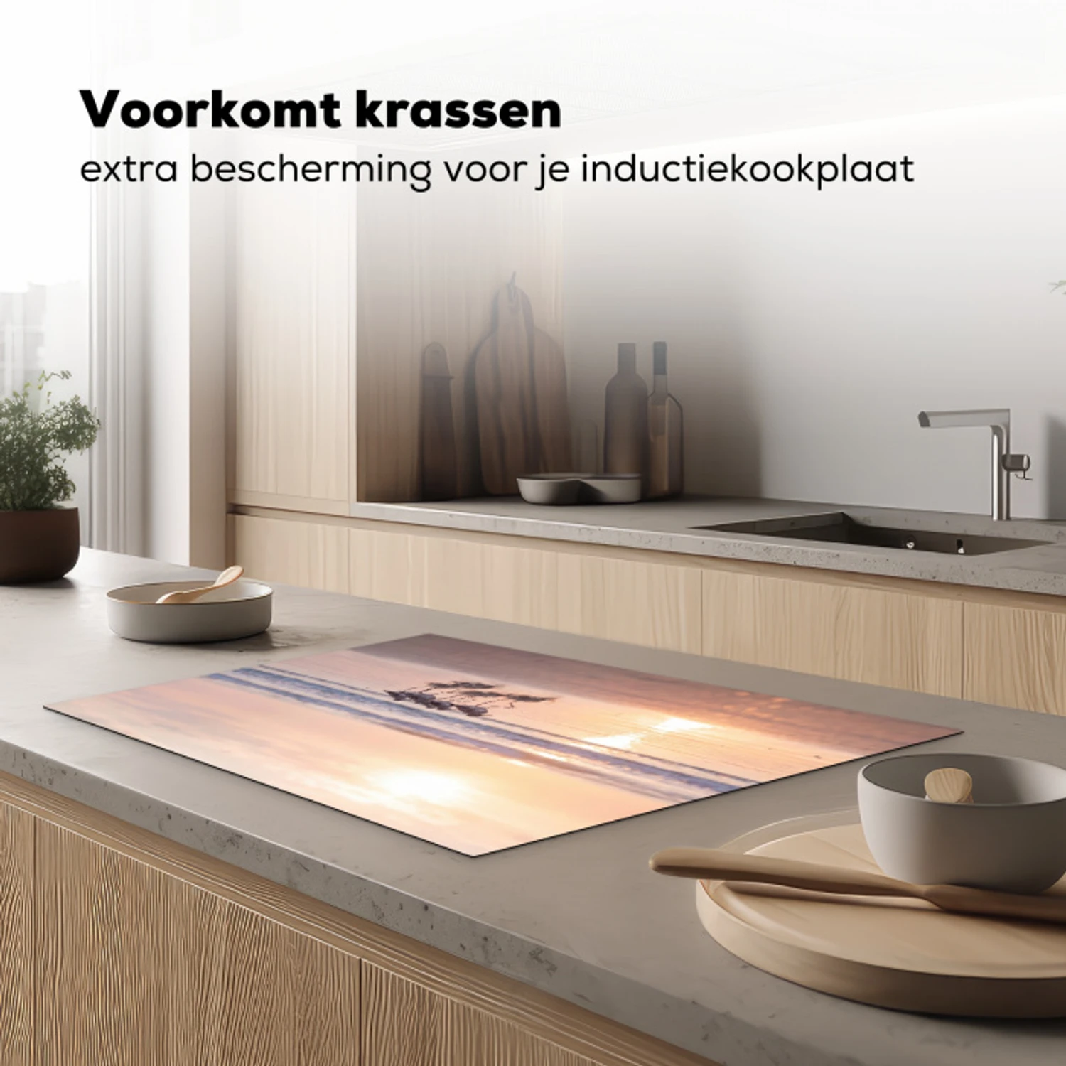Zee - Vogels - Strand Inductie beschermer vinyl 3mm klein -sfeer1