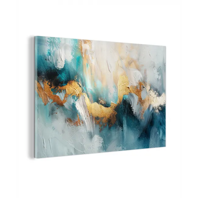 Glas schilderij - Abstract - Kunst - Gold - Blauw