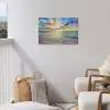 Zee - Strand - Wolken - Zon tuinposter los doek klein -sfeer8