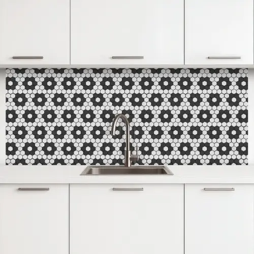 Bloem - Vorm - Patroon - Zwart keuken achterwand 2 middel 871 -3d
