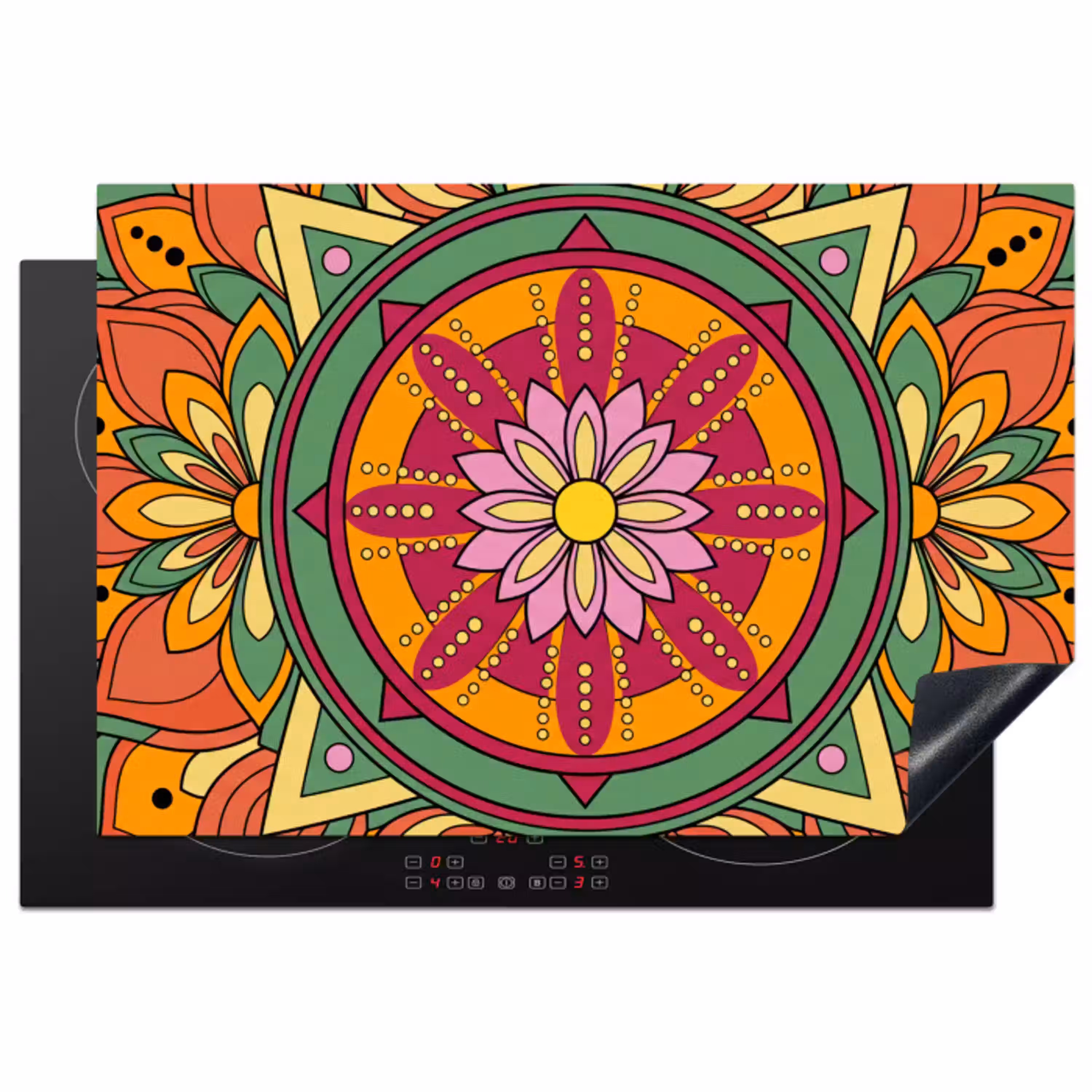 Mandala - Bloemen - Abstract - Kleurrijk Inductie beschermer vinyl 3mm klein -3d