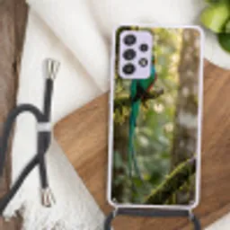 Quetzal - Jungle - Natuur - Groen Hoesje Samsung Galaxy A52 5G met koord klein -sfeer4