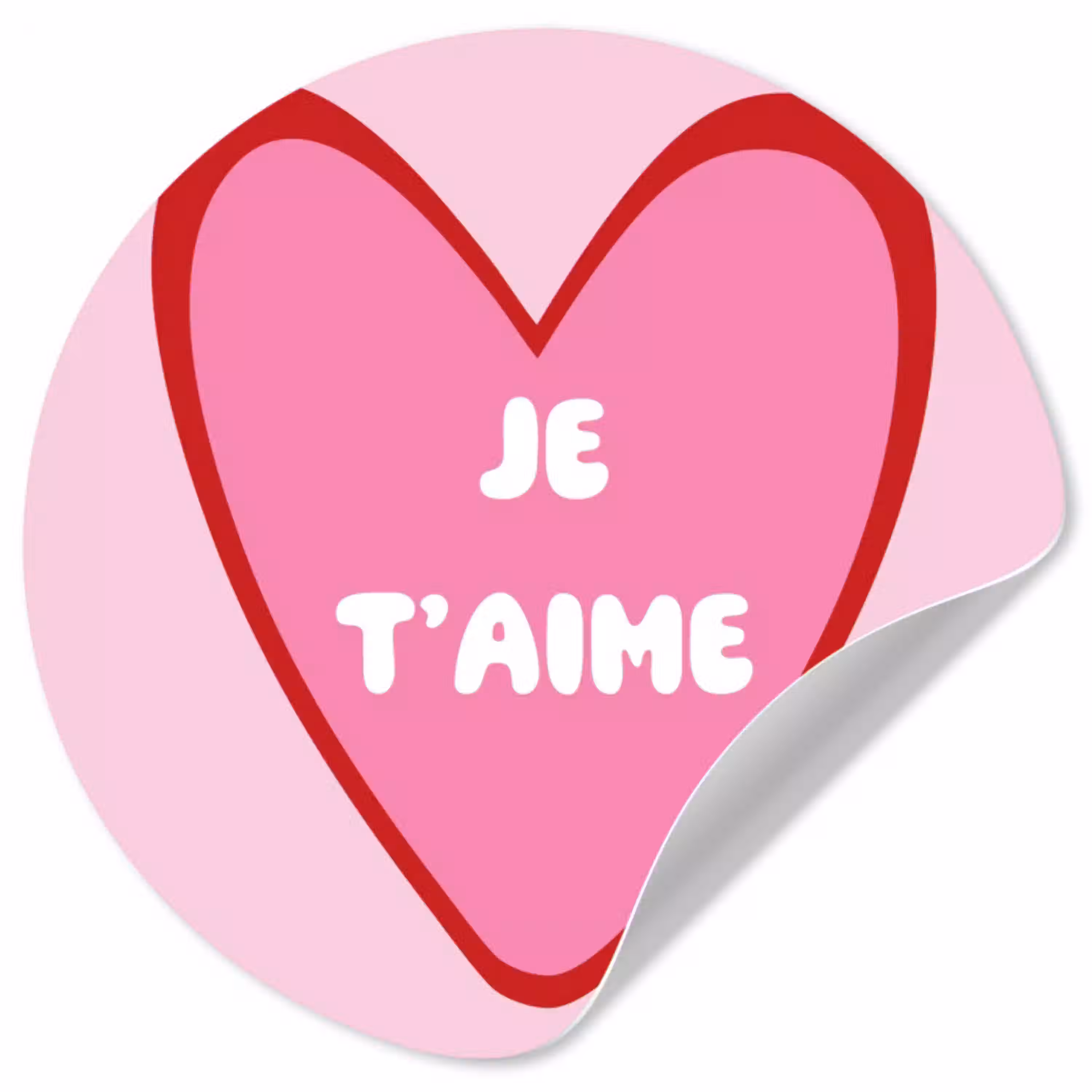 Hart - Frans - Valentijn - Roze Wandcirkel behangsticker klein -3d