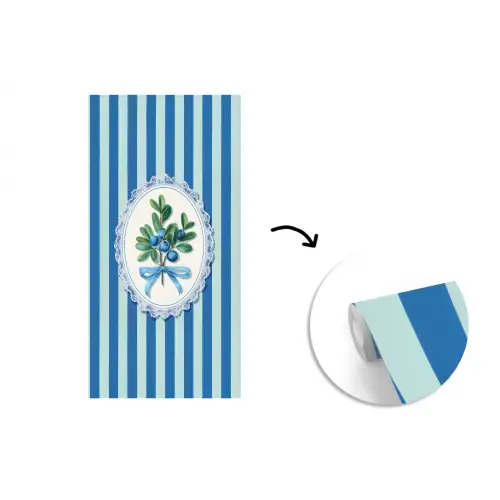 Illustratie - Bessen - Blauw - Strepen fotobehang vinyl groot -3d