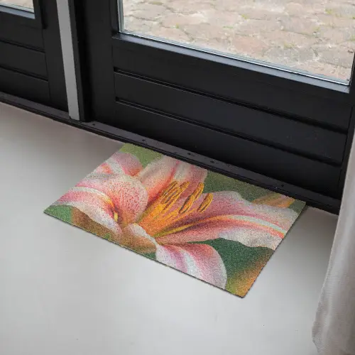 Lelie - Close up - Lichtroze Deurmat klein -sfeer2