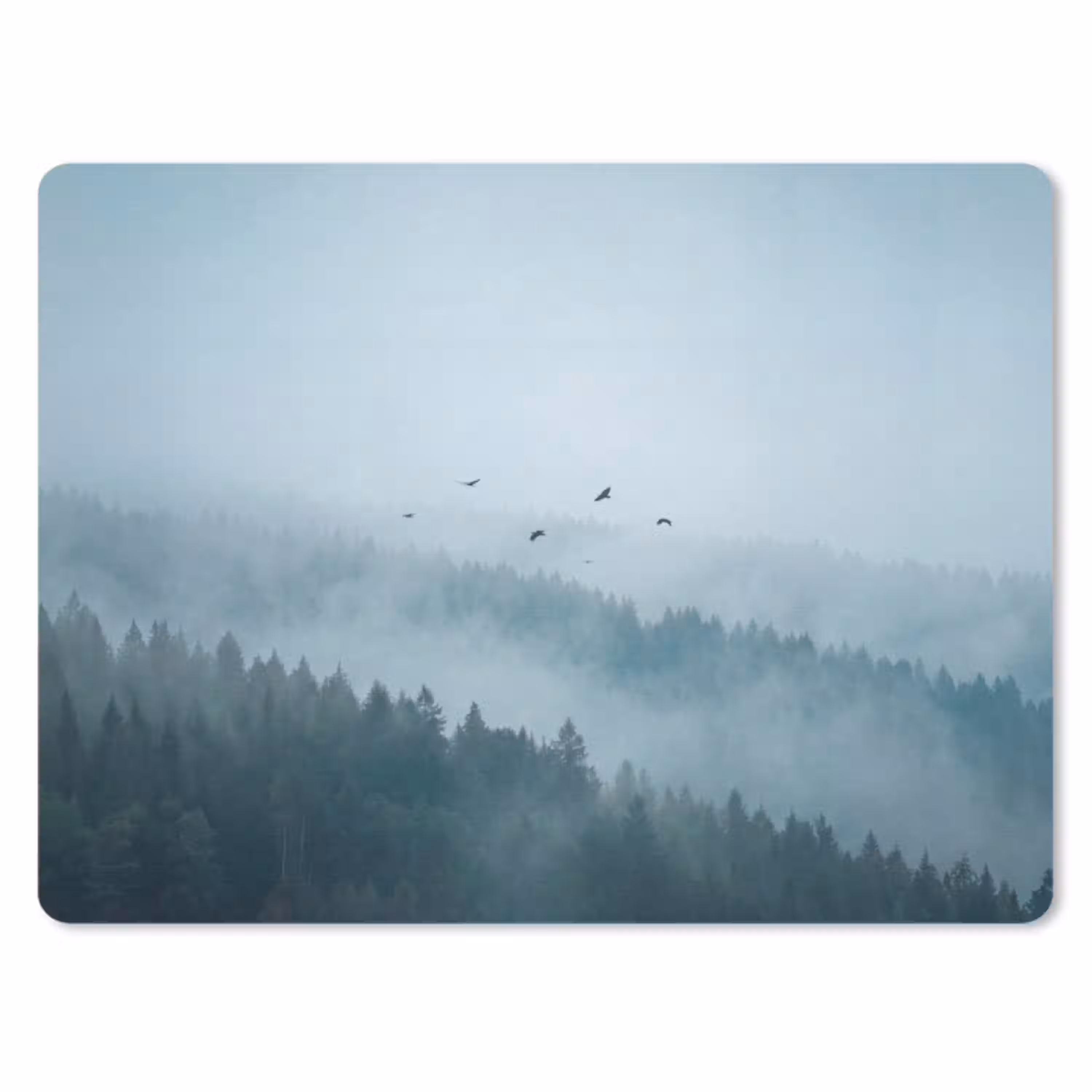 Bos - Mist - Vogels - Natuur - Groen muismat rubber klein -3d