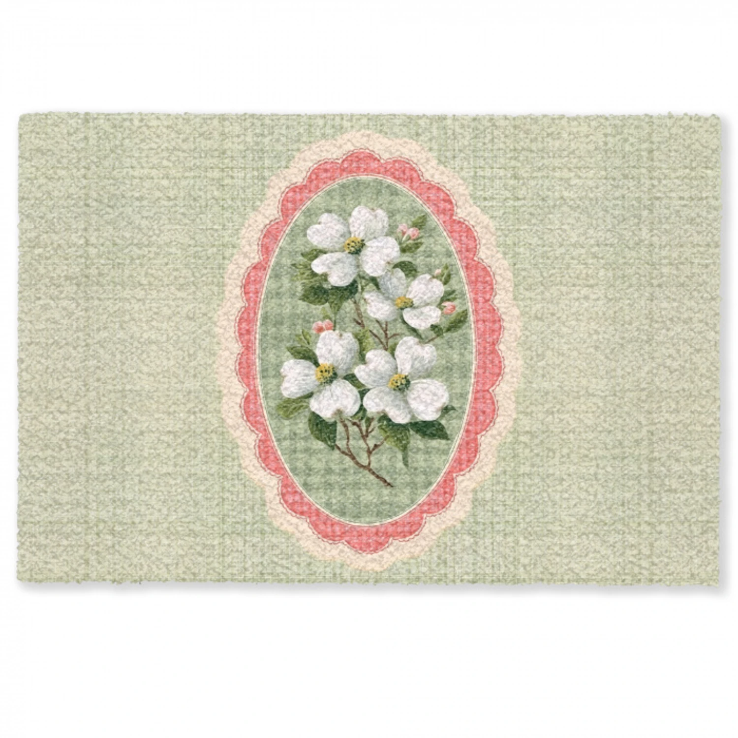 Bloemen - Illustratie - Geruit - Groen Deurmat klein -zkaufland3d