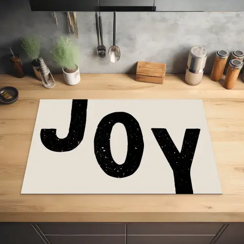 Kerst - Quote - Joy - Zwart - Feestdagen Inductie beschermer vinyl 3mm klein -sfeer5