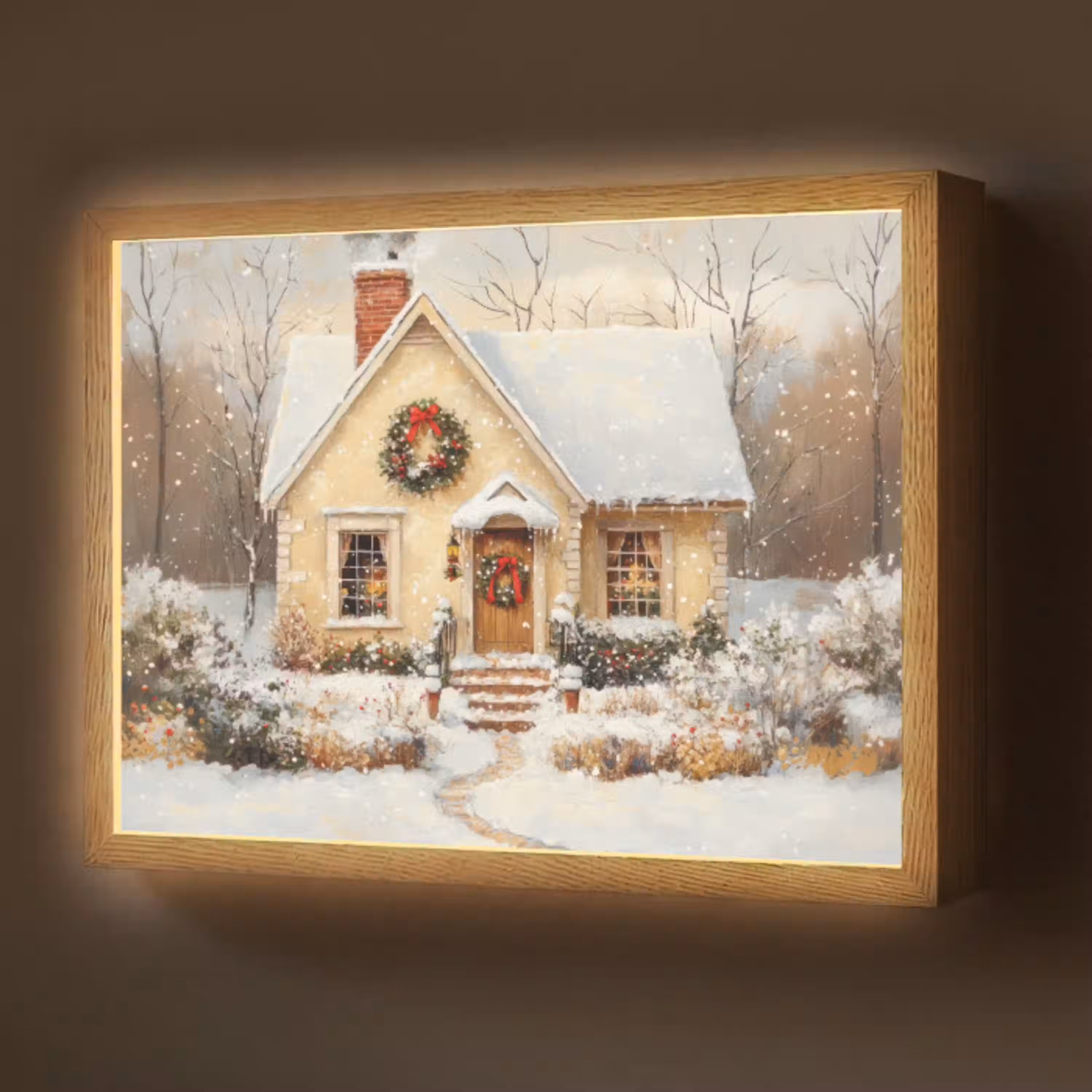 Kerst - Huis - Winter - Sneeuw Light Box met batterij (Wandlamp) middel -z3d_website
