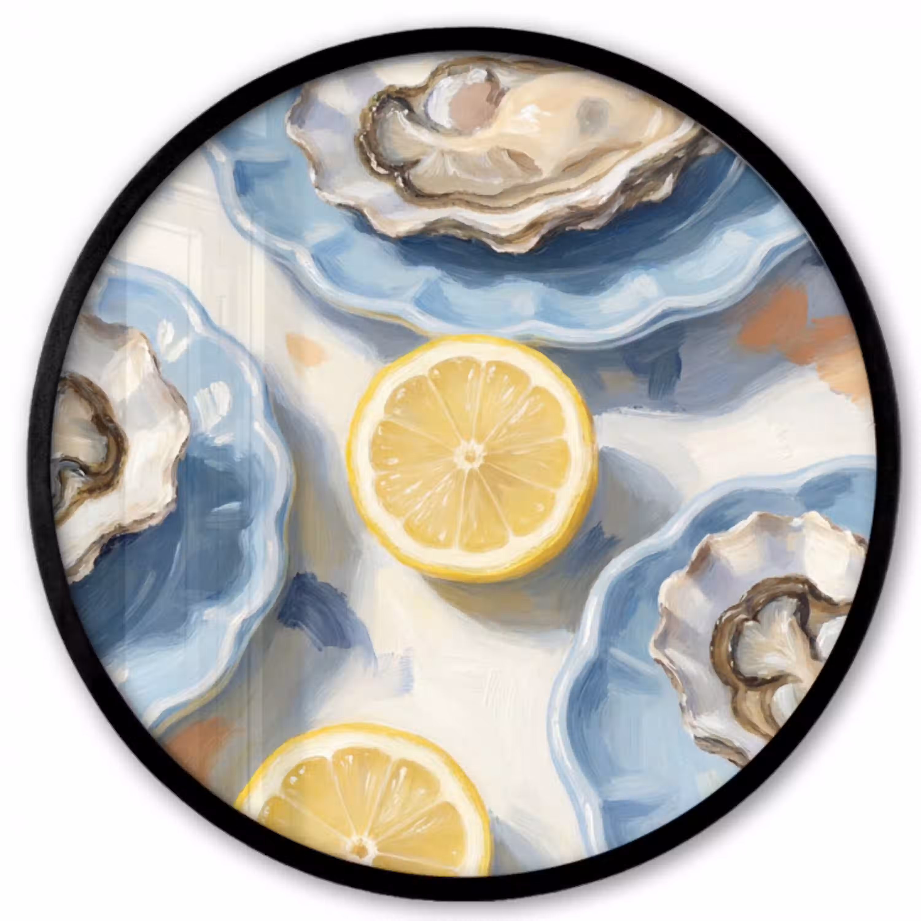 Eten - Oesters - Citroenen - Modern - Geel Fotolijst rond zonder passe partout klein -3d