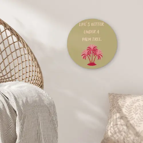 Groen - Zomer - Quote - Palmboom Wandcirkel plexiglas klein -sfeer5