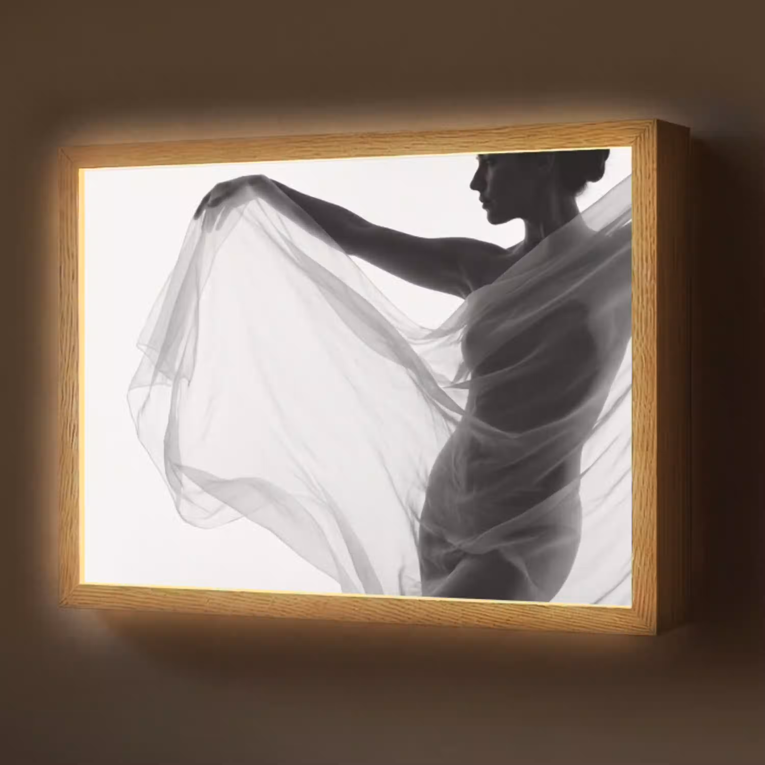 Silhouet - Sluier - Vormen - Zwart - Wit - Sensueel Light Box met batterij (Wandlamp) middel -z3d_website