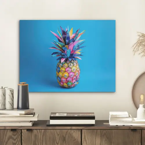 Ananas - Blauw - Tropisch - Vrolijk PET vilt klein -sfeer1