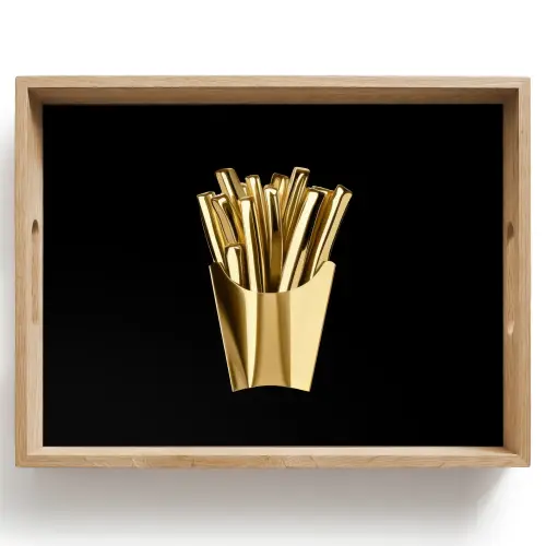 Friet - Goud - Chrome - Eten Dienblad Rechthoek middel -z3d_shopping